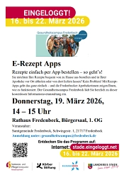Flyer für Eingeloggt Thema E-Rezept Apps&nbsp;&copy;&nbsp;Samtgemeinde Fredenbeck, Landkreis Stade