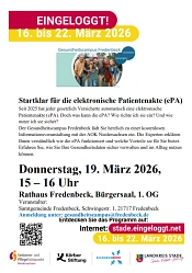 Eingeloggt 2026 ePa Flyer Eingeloggt für ePA Veranstaltung © Samtgemeinde Fredenbeck und Landkreis Stade