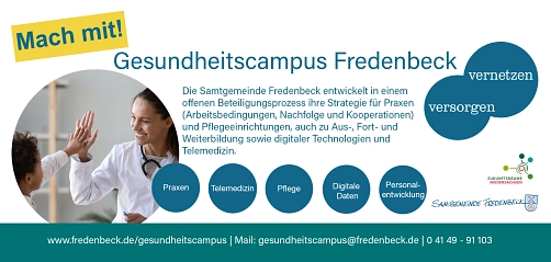 Flyer Gesundheitscampus - fachlich Vorderseite Vorderseite des Flyers für die fachliche Öffentlichkeit © Samtgemeinde Fredenbeck