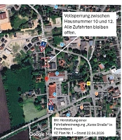 Luftbild Kurze Straße Luftbild Kurze Straße mit Kennzeichnung der Vollsperrung.